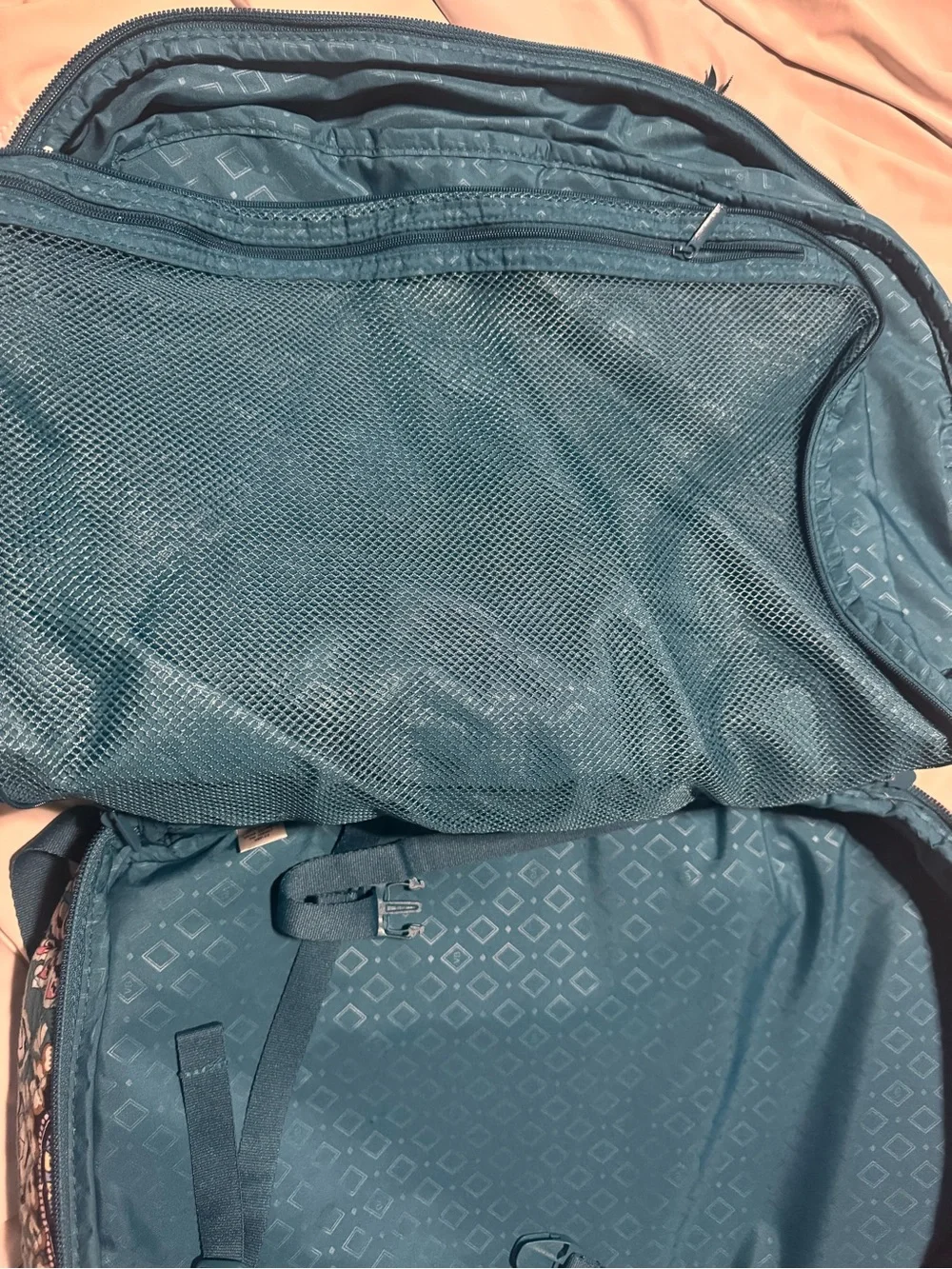 Vera Bradley Teal Paisley Quilted Backpack with Multicolor Accents - Picture 6 of 7